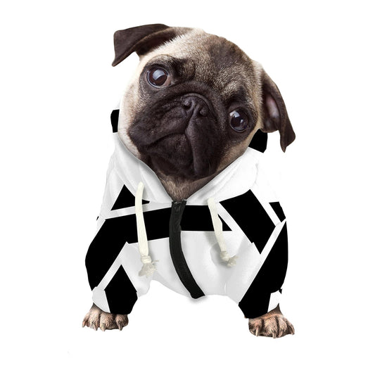 White And Black Star of David Print Dog Zip Up Hoodie