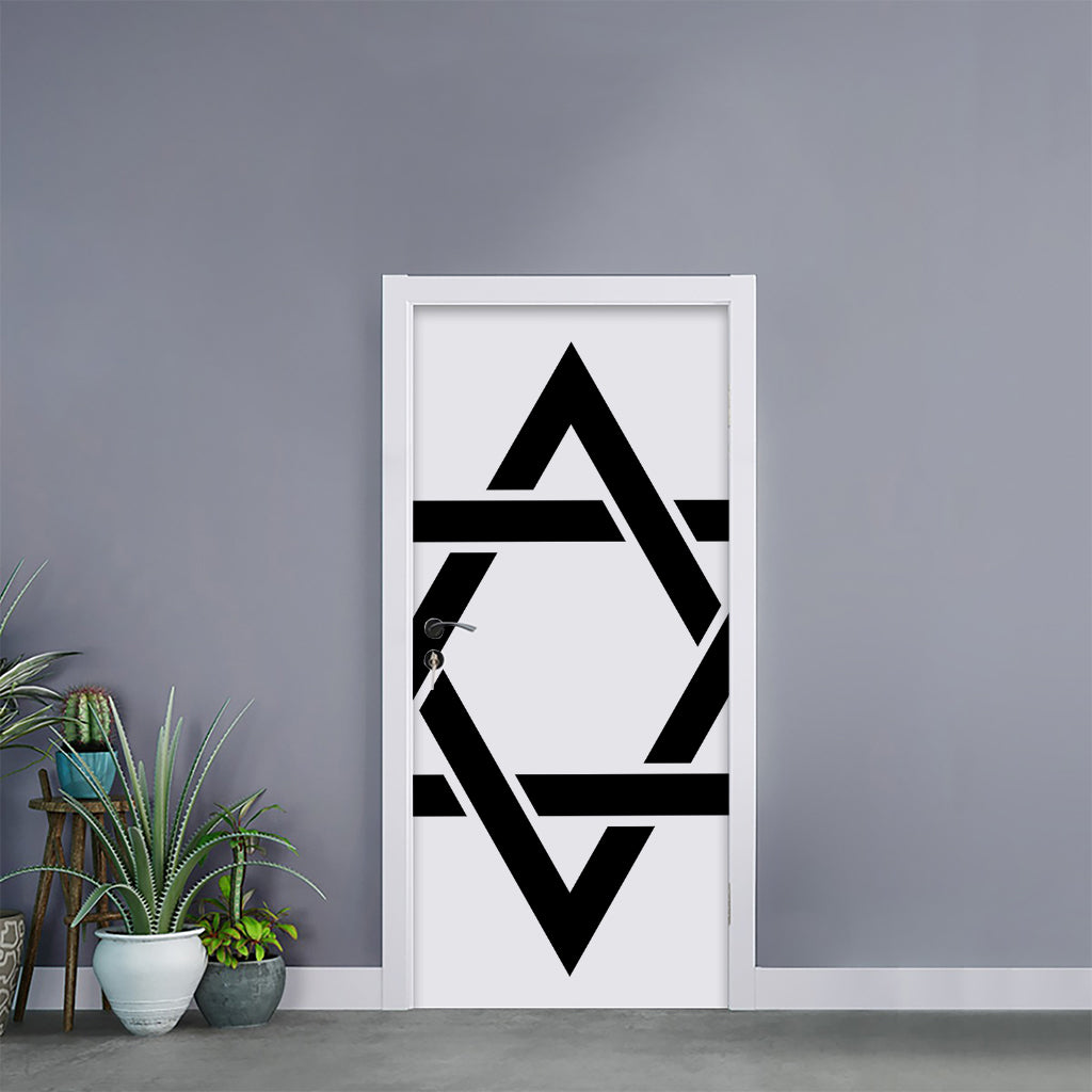 White And Black Star of David Print Door Sticker