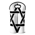 White And Black Star of David Print Double Neoprene Wine Tote