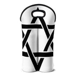 White And Black Star of David Print Double Neoprene Wine Tote
