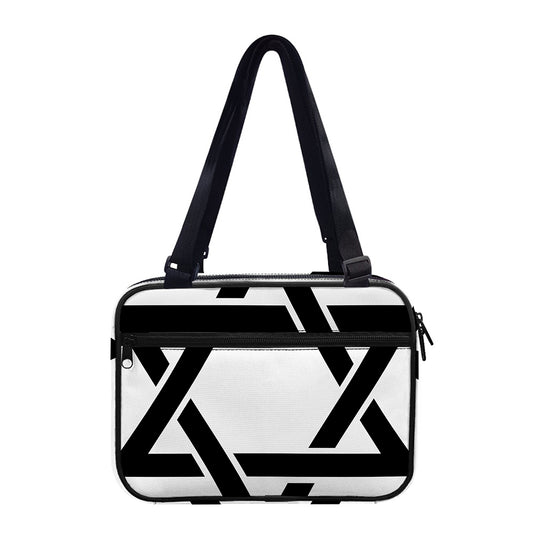 White And Black Star of David Print Double Strap Bible Bag