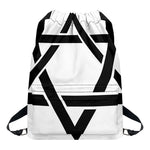 White And Black Star of David Print Drawstring Backpack