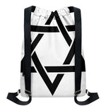 White And Black Star of David Print Drawstring Backpack