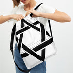 White And Black Star of David Print Drawstring Backpack