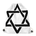 White And Black Star of David Print Drawstring Bag