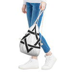 White And Black Star of David Print Drawstring Bag
