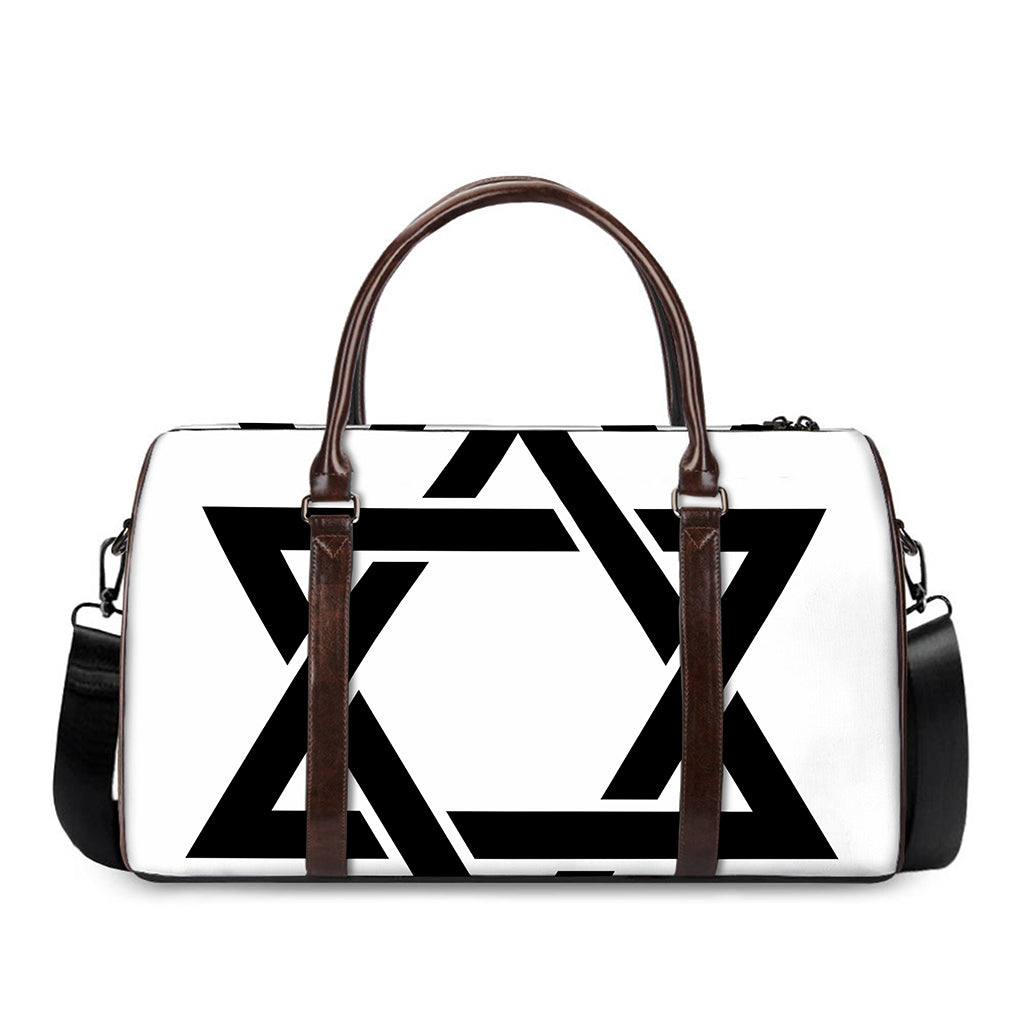 White And Black Star of David Print Duffle Bag