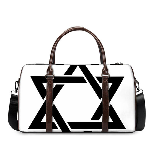 White And Black Star of David Print Duffle Bag