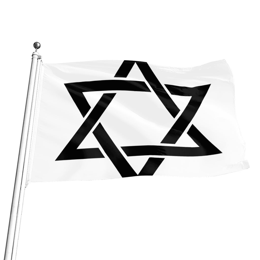 White And Black Star of David Print Flag