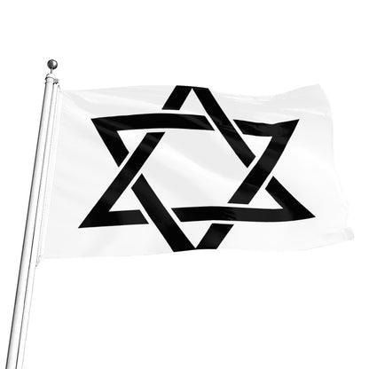 White And Black Star of David Print Flag