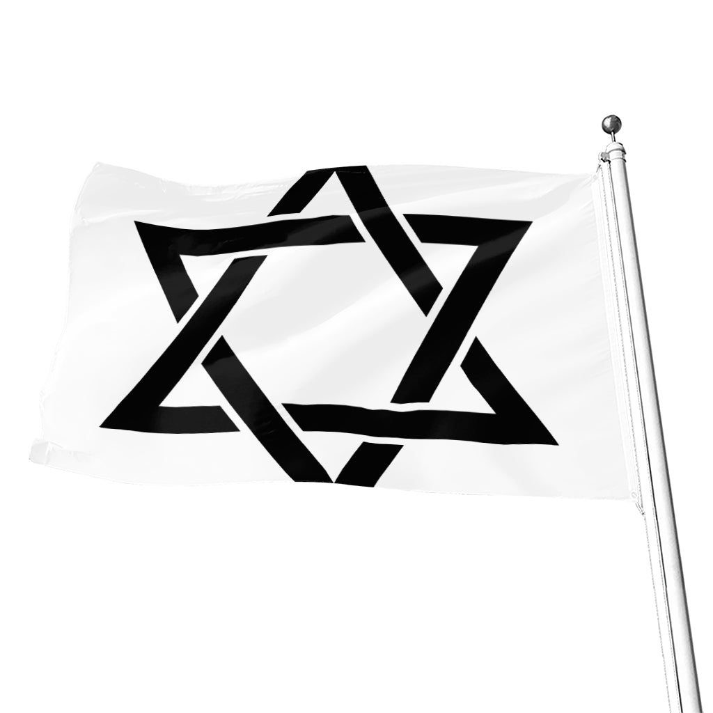 White And Black Star of David Print Flag