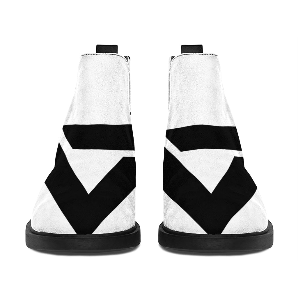 White And Black Star of David Print Flat Ankle Boots