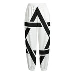 White And Black Star of David Print Fleece Lined Knit Pants