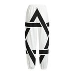 White And Black Star of David Print Fleece Lined Knit Pants