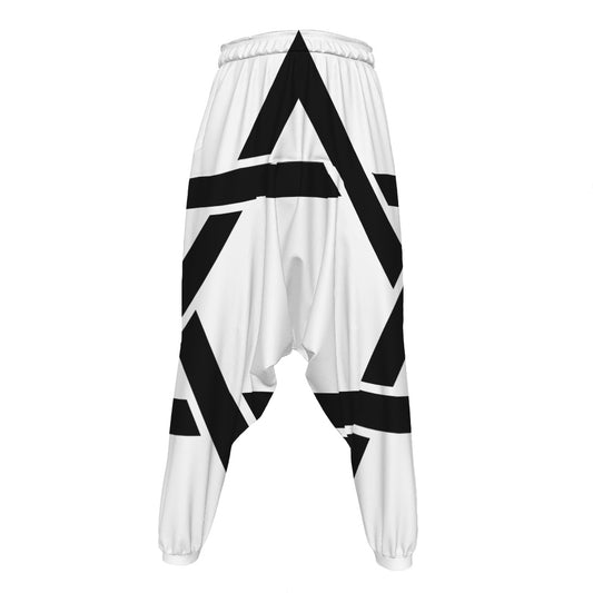 White And Black Star of David Print Hammer Pants