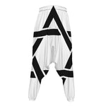 White And Black Star of David Print Hammer Pants