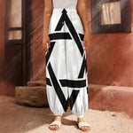 White And Black Star of David Print Harem Pants