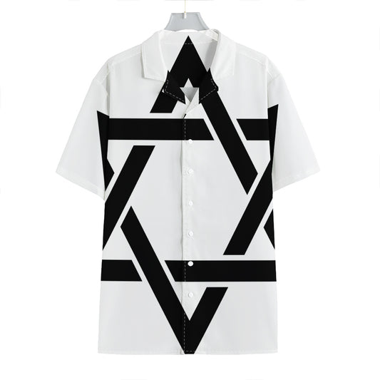 White And Black Star of David Print Hawaiian Shirt