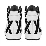 White And Black Star of David Print High Top Leather Sneakers