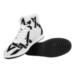 White And Black Star of David Print High Top Leather Sneakers