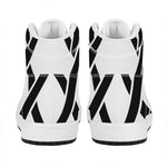 White And Black Star of David Print High Top Leather Sneakers