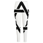 White And Black Star of David Print High-Waisted Pocket Leggings
