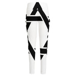 White And Black Star of David Print High-Waisted Pocket Leggings