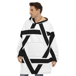 White And Black Star of David Print Hoodie Blanket