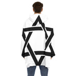 White And Black Star of David Print Hoodie Blanket
