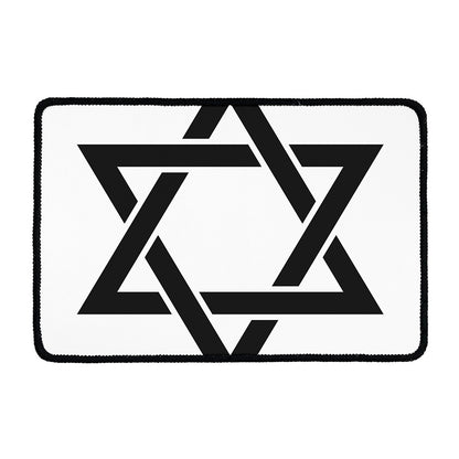 White And Black Star of David Print Kitchen Mat
