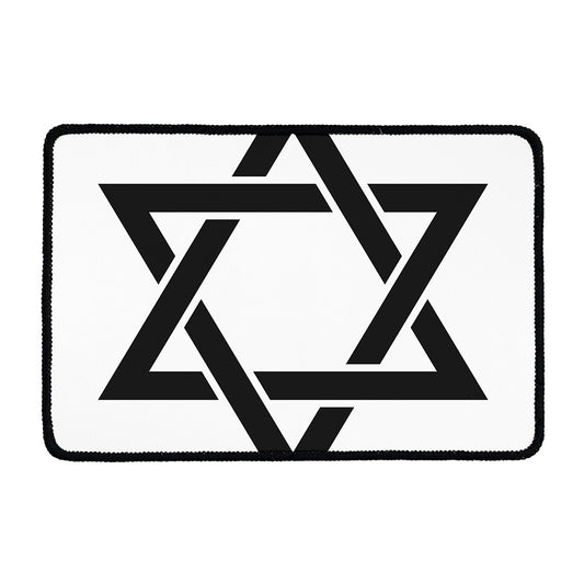 White And Black Star of David Print Kitchen Mat