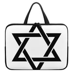 White And Black Star of David Print Laptop Sleeve With Handle