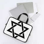 White And Black Star of David Print Laptop Sleeve With Handle