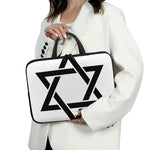 White And Black Star of David Print Laptop Sleeve With Handle