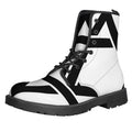 White And Black Star of David Print Lace-Up Boots