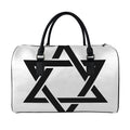 White And Black Star of David Print Leather Duffel Bag