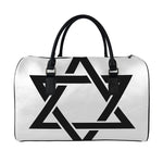 White And Black Star of David Print Leather Duffle Bag