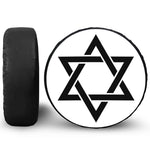 White And Black Star of David Print Leather Spare Tire Cover