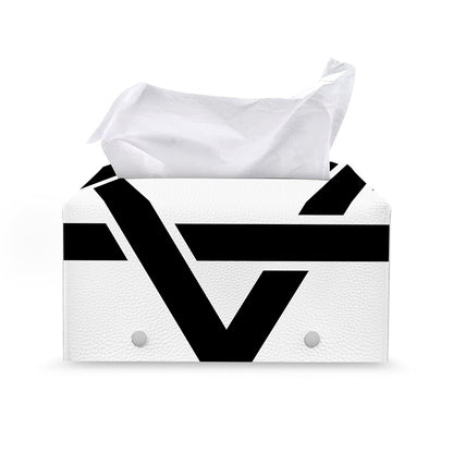 White And Black Star of David Print Leather Tissue Box Cover