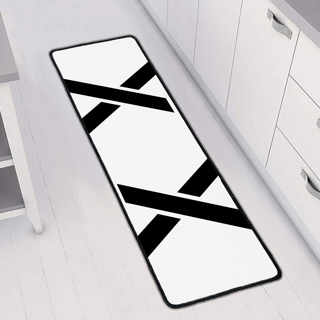 White And Black Star of David Print Long Kitchen Mat