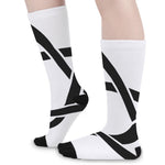 White And Black Star of David Print Long Socks