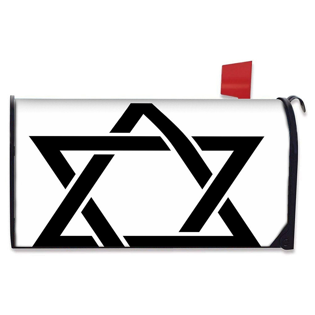 White And Black Star of David Print Mailbox Cover