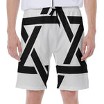 White And Black Star of David Print Men's Beach Shorts
