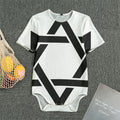 White And Black Star of David Print Men's Bodysuit