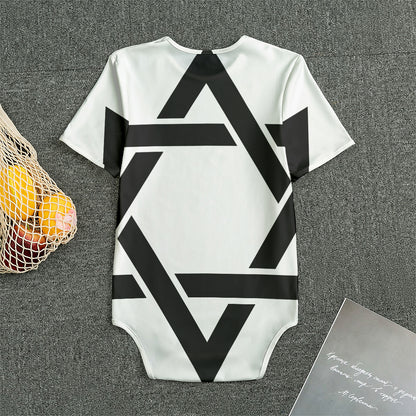 White And Black Star of David Print Men's Bodysuit