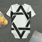 White And Black Star of David Print Men's Bodysuit