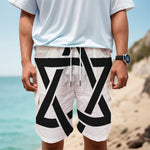 White And Black Star of David Print Men's Cargo Shorts