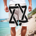 White And Black Star of David Print Men's Cargo Shorts