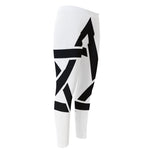 White And Black Star of David Print Men's Compression Pants