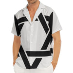 White And Black Star of David Print Men's Deep V-Neck Shirt